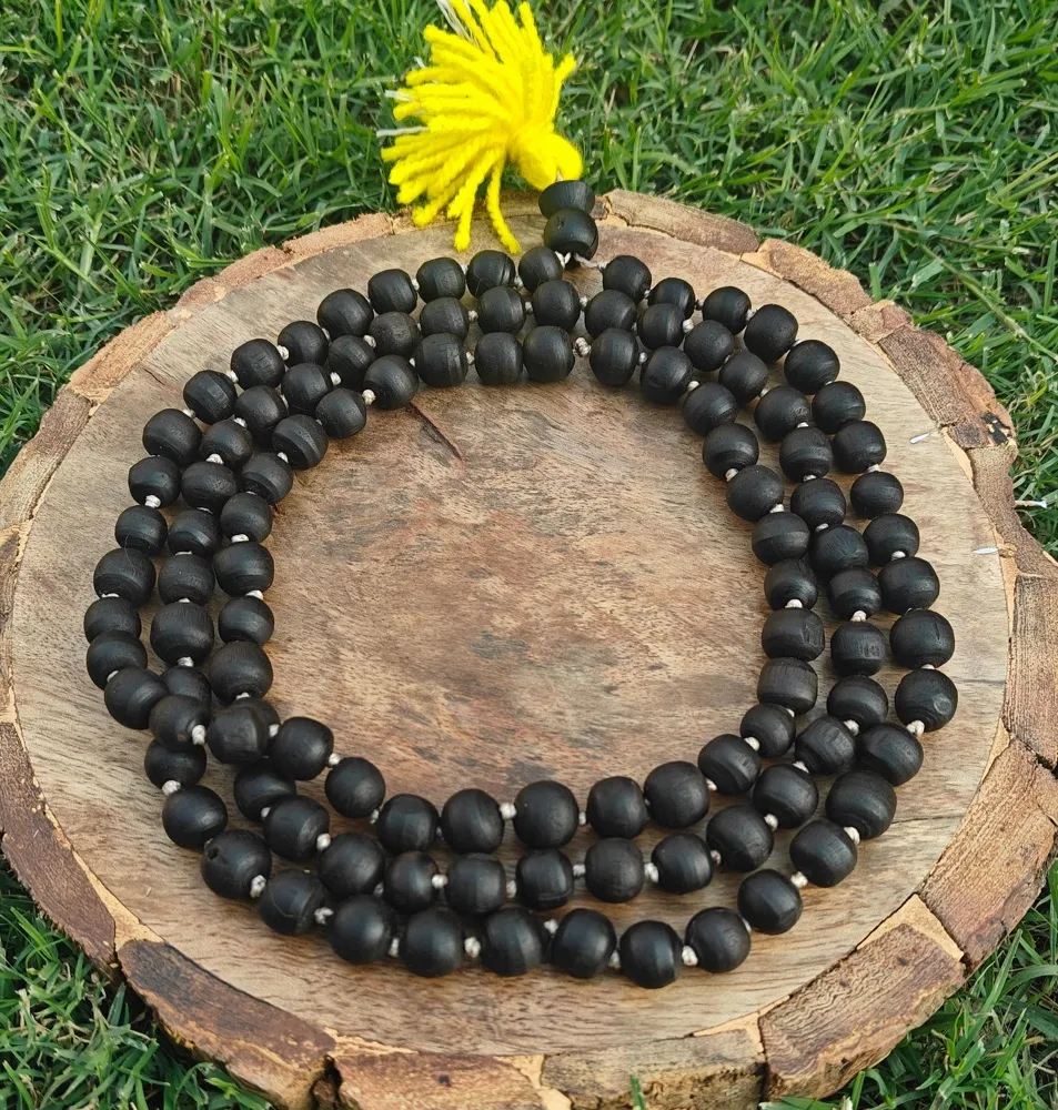 Desi ghee prepared black Tulsi japmala 108+1 beads ( 10 mm)