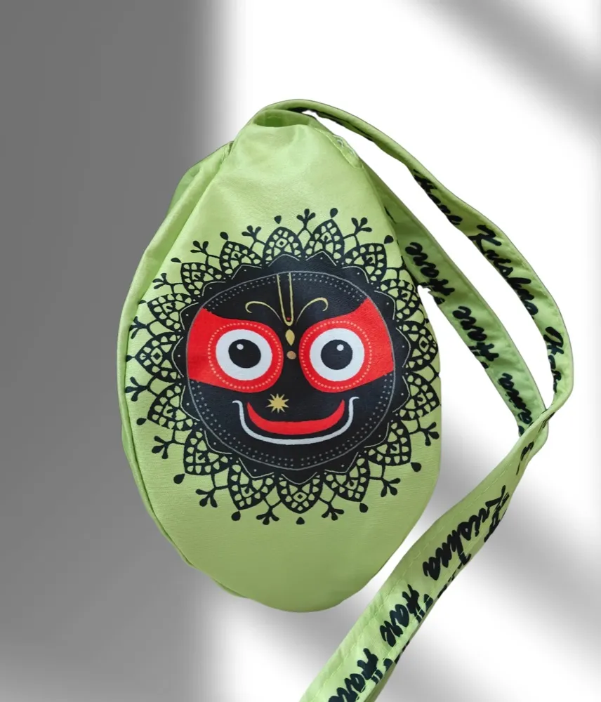 Jagannath Ji green multi printed japa bag