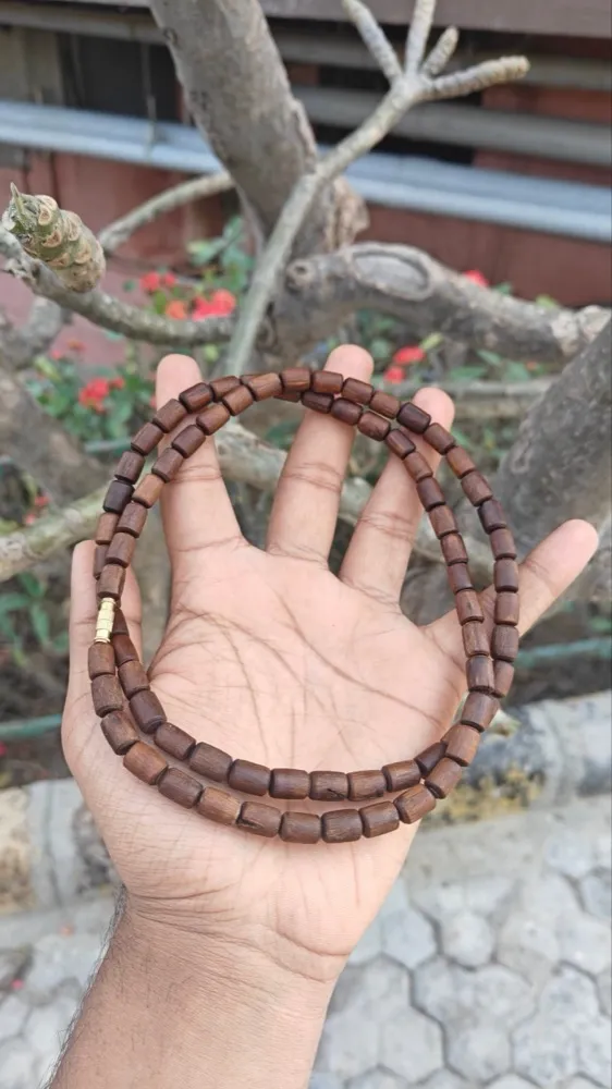 Brown tulsi kanthi mala barrel shape