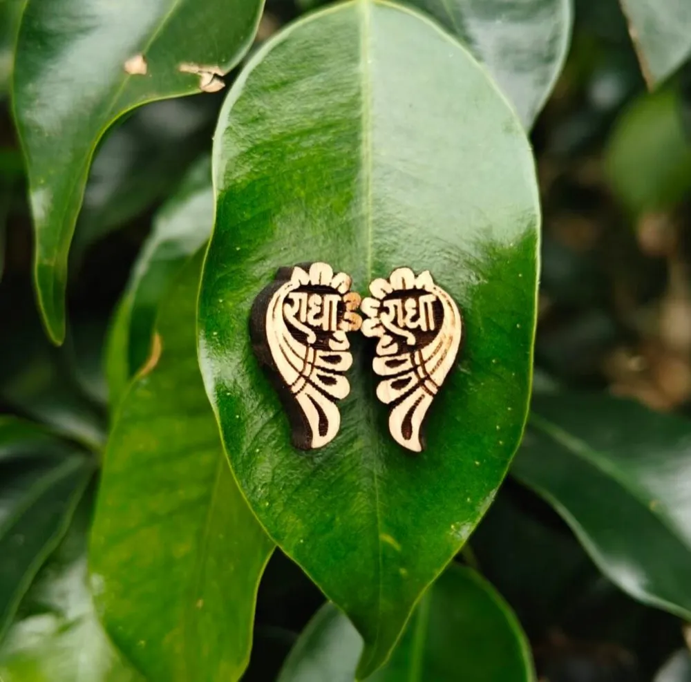 Peacock Shaped Radha Naam Tulsi Earrings