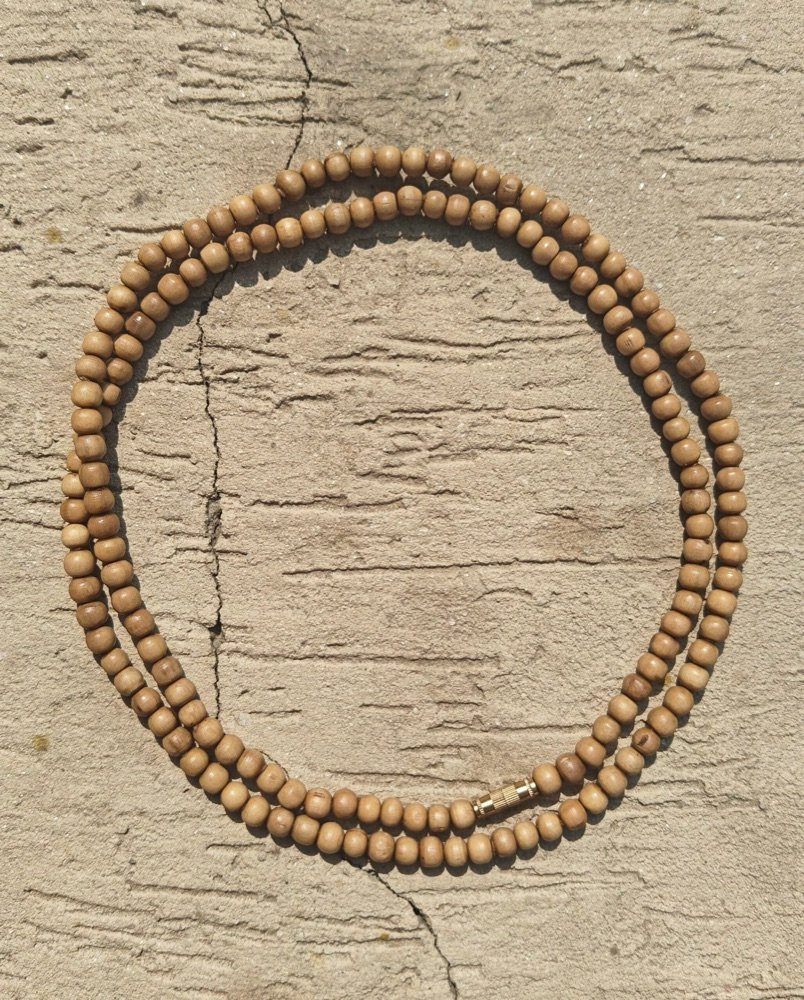 Light brown gol daana Tulsi kanthi mala 2 round