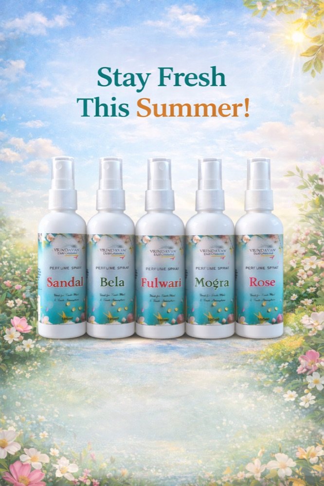 Summer Perfume Spray Combo – Mogra, Fulwari, Bela, Rose and Sandal | By Vrindavan Emporium